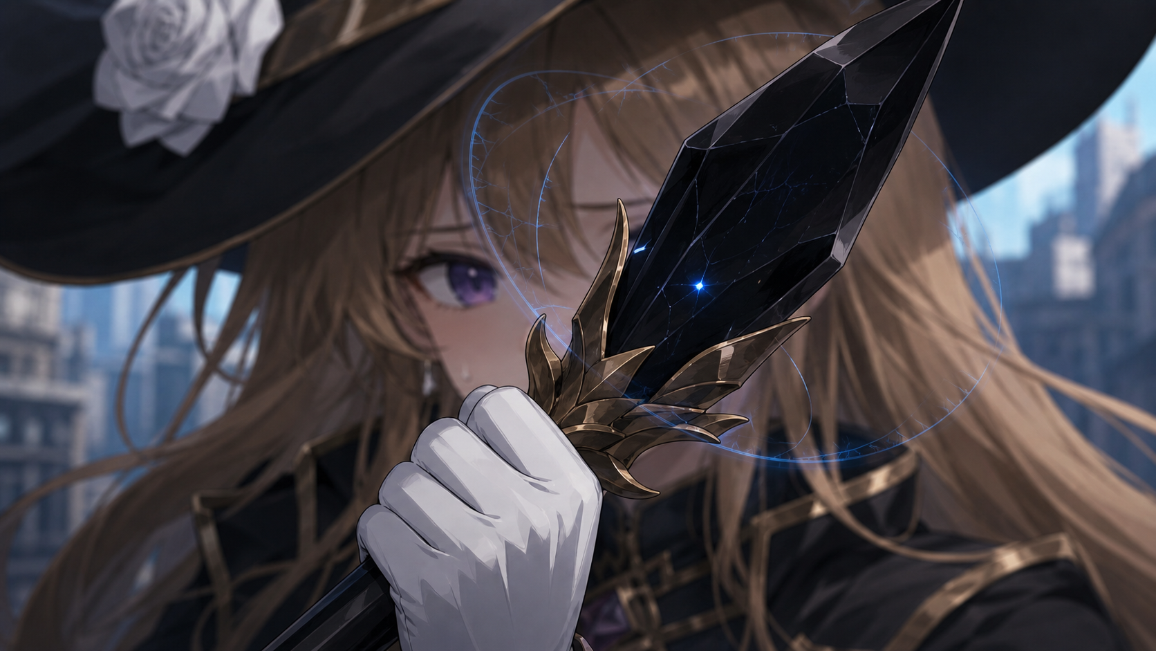 魔力が弱まった杖を構えるメイヴ